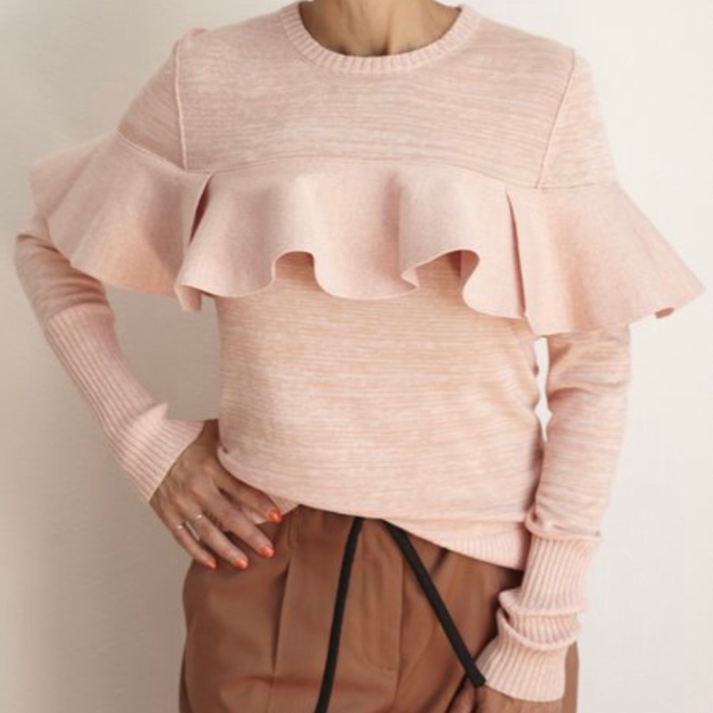 apiece apart pink ruffled sweater - Picture 2 of 4